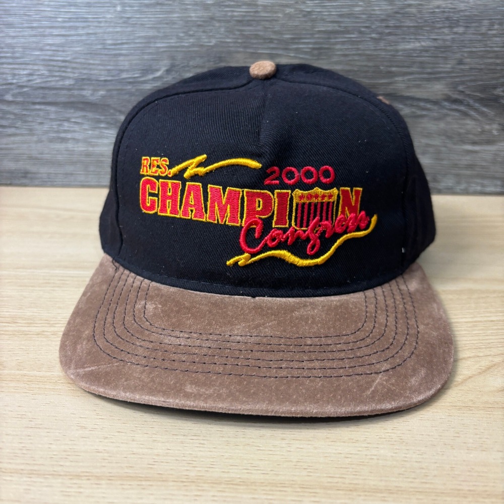 Vintage Congress Hat Cap Strap Back Black Champion 2000 Adjustable